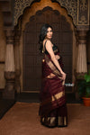 Parampara ~ Handloom Cotton Silk Saree with Golden Border in Rich Maroon - verymuchindian.com