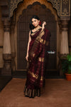 Parampara ~ Handloom Cotton Silk Saree with Golden Border in Rich Maroon - verymuchindian.com