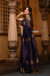 Parampara ~ Handloom Cotton Silk Saree with Golden Border in Violet - verymuchindian.com