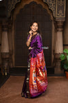 Parampara ~ Handloom Pure Silk Paithani Saree with Timeless Peacock Pallu in Bestselling Violet - verymuchindian.com