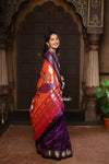 Parampara ~ Handloom Pure Silk Paithani Saree with Timeless Peacock Pallu in Bestselling Violet - verymuchindian.com