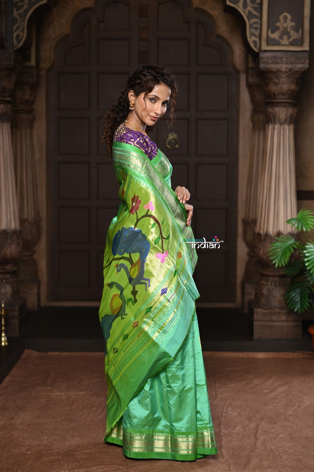 Parampara ~ Handloom Pure Silk Paithani Saree with Timeless Peacock Pallu in Pastel Green - verymuchindian.com