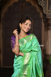 Parampara ~ Handloom Pure Silk Paithani Saree with Timeless Peacock Pallu in Pastel Green - verymuchindian.com
