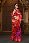Parampara ~ Handloom Pure Silk Paithani Saree with Traditional Peacock Lotus Pallu ~ Delight Pink - verymuchindian.com