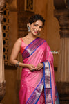 Parampara ~ Handloom Pure Silk Paithani Saree with Traditional Peacock Pallu ~ Fancy Pink - verymuchindian.com