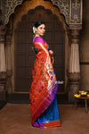 Parampara ~ Handloom Pure Silk Paithani with Signature Muniya Border & Majestic Swan Pallu in Rare Powder Blue - verymuchindian.com