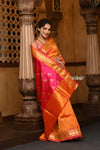 Parampara ~ Limited Edition Pure Silk Paithani with Asawali Pallu & Asawali Buttis in Exquisite Yellow with Pink Unique Pallu - verymuchindian.com