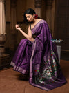 Parampara ~ Pure Cotton Paithani Saree with Exquisite Asawali Pallu in Gleaming Violet - verymuchindian.com