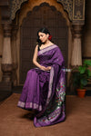 Parampara ~ Pure Cotton Paithani Saree with Exquisite Asawali Pallu in Gleaming Violet - verymuchindian.com