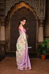 Parampara ~ Pure Cotton Paithani Saree with Exquisite Peacock Pallu in Soft Pink - verymuchindian.com