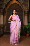 Parampara ~ Pure Cotton Paithani Saree with Exquisite Peacock Pallu in Soft Pink - verymuchindian.com