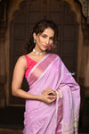 Parampara ~ Pure Cotton Paithani Saree with Exquisite Peacock Pallu in Soft Pink - verymuchindian.com