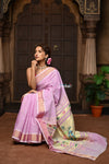 Parampara ~ Pure Cotton Paithani Saree with Exquisite Peacock Pallu in Soft Pink - verymuchindian.com