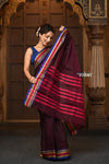 Parampara ~ Pure Cotton Saree in Brown with Exclusive Zari Border & Pallu - verymuchindian.com