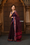 Parampara ~ Pure Cotton Saree in Brown with Exclusive Zari Border & Pallu - verymuchindian.com
