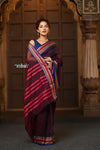 Parampara ~ Pure Cotton Saree in Brown with Exclusive Zari Border & Pallu - verymuchindian.com