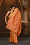 Parampara ~ Pure Cotton Saree in Regal Beige Orange with Zari Border & Pallu - verymuchindian.com