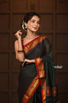 Parampara ~ Pure Cotton Saree in Regal Dark Green with Zari Border & Pallu - verymuchindian.com