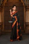 Parampara ~ Pure Cotton Saree in Regal Dark Green with Zari Border & Pallu - verymuchindian.com