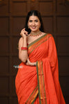 Parampara ~ Pure Cotton Saree in Regal Gleaming Orange with Exclusive Zari Border & Pallu - verymuchindian.com