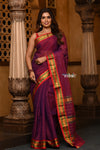 Parampara ~ Pure Cotton Saree in Regal Magnetic Maroon with Exclusive Zari Border & Pallu - verymuchindian.com