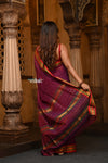 Parampara ~ Pure Cotton Saree in Regal Magnetic Maroon with Exclusive Zari Border & Pallu - verymuchindian.com