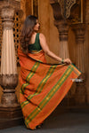 Parampara ~ Pure Cotton Saree in Regal Orange with Exclusive Zari Border & Pallu - verymuchindian.com