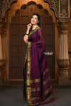 Parampara ~ Pure Cotton Saree in Regal Purple with Zari Border & Pallu - verymuchindian.com