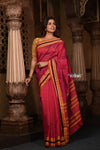 Parampara ~ Pure Cotton Saree in Regal Red with Exclusive Zari Border & Pallu - verymuchindian.com