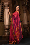Parampara ~ Pure Cotton Saree in Regal Red with Exclusive Zari Border & Pallu - verymuchindian.com