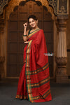 Parampara ~ Pure Cotton Saree in Regal Red with Zari Border & Pallu - verymuchindian.com