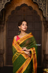 Parampara ~ Pure Cotton Saree in Regal Royal Green with Zari Border & Pallu - verymuchindian.com