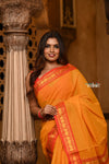 Parampara ~ Pure Cotton Saree in Regal Saphire Yellow with Exclusive Zari Border & Pallu - verymuchindian.com