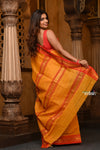 Parampara ~ Pure Cotton Saree in Regal Saphire Yellow with Exclusive Zari Border & Pallu - verymuchindian.com