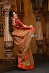 Parampara ~ Pure Cotton Saree in Regal Shady Red with Exclusive Zari Border & Pallu - verymuchindian.com