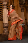 Parampara ~ Pure Cotton Saree in Regal Shady Red with Exclusive Zari Border & Pallu - verymuchindian.com