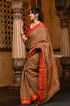 Parampara ~ Pure Cotton Saree in Regal Shady Red with Exclusive Zari Border & Pallu - verymuchindian.com