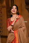 Parampara ~ Pure Cotton Saree in Regal Shady Red with Exclusive Zari Border & Pallu - verymuchindian.com
