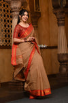 Parampara ~ Pure Cotton Saree in Regal Shady Red with Exclusive Zari Border & Pallu - verymuchindian.com