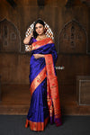 Parampara ~ Pure Silk Muniya Paithani - with Exclusive in Bestselling Royal Blue (Available in parrot pallu) - verymuchindian.com
