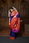 Parampara ~ Pure Silk Muniya Paithani - with Exclusive in Bestselling Royal Blue (Available in parrot pallu) - verymuchindian.com