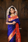 Parampara ~ Pure Silk Muniya Paithani - with Exclusive in Bestselling Royal Blue (Available in parrot pallu) - verymuchindian.com