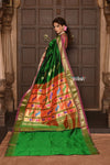 Parampara ~ Pure Silk Paithani with Exquisite Peacock & Lotus Pallu in Royal Green - verymuchindian.com
