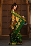 Parampara Revival ~ Handloom Pure Silk Maharani Paithani with Majestic Maharani Pallu in Royal Green - verymuchindian.com