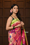 Parampara Revived - Woven Garden – Handloom All Over Pure Silk Paithani Saree with Floral Weave in Pink - verymuchindian.com