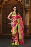 Parampara Revived - Woven Garden – Handloom All Over Pure Silk Paithani Saree with Floral Weave in Pink - verymuchindian.com
