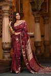 Parampara ~ Sheer Grace – Chiniya Silk Banarasi Saree in Brown - verymuchindian.com