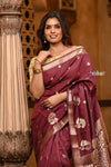Parampara ~ Sheer Grace – Chiniya Silk Banarasi Saree in Brown - verymuchindian.com