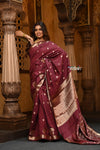 Parampara ~ Sheer Grace – Chiniya Silk Banarasi Saree in Brown - verymuchindian.com