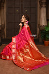 Parampura ~ Pure Silk Paithani with Exclusive Asawali Tawa Pallu in Rani Pink - verymuchindian.com